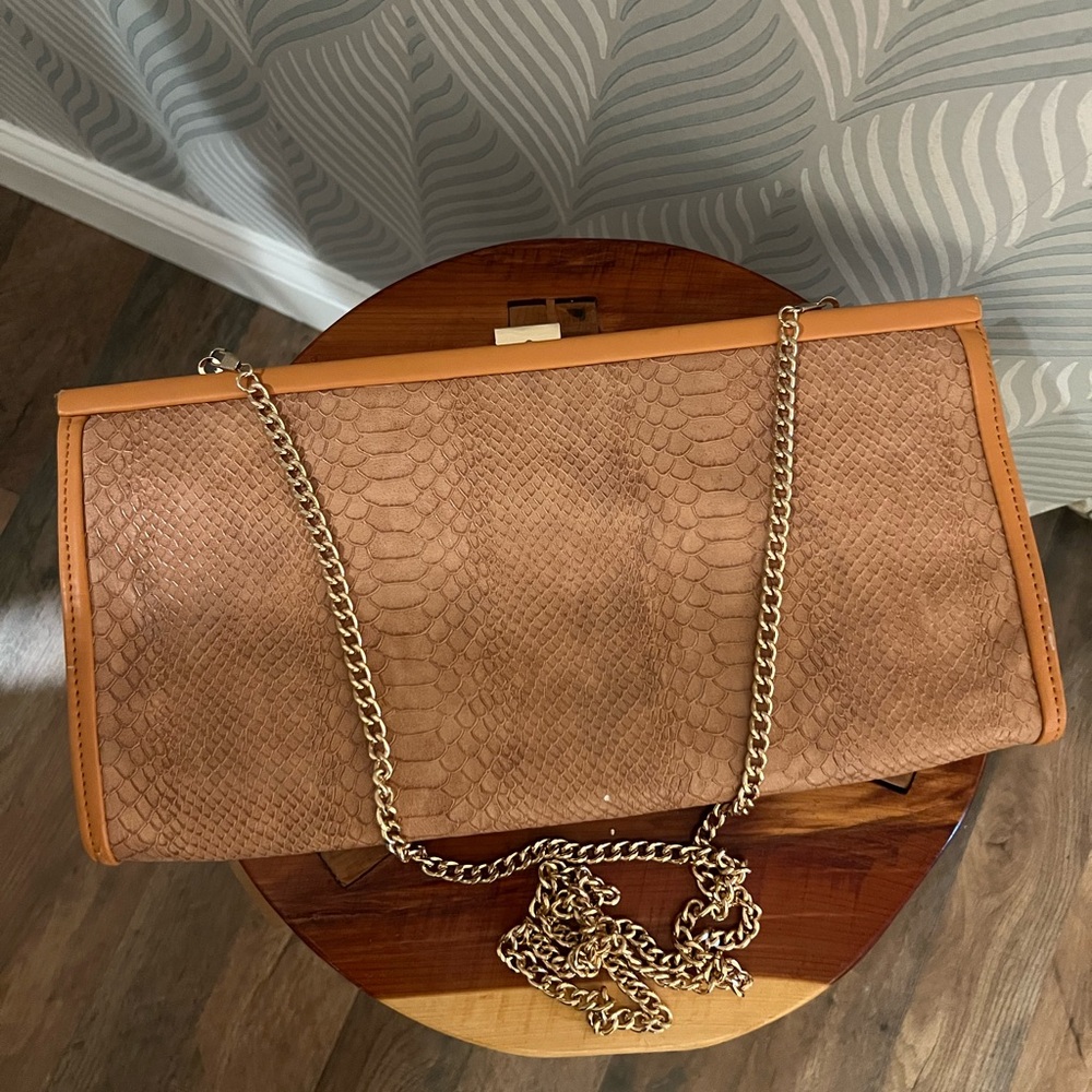Chic Brown Clutch with Chain Strap